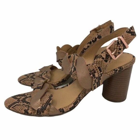 Crown Vintage Slingback Sandals Block Heels 10 - Picture 4 of 9